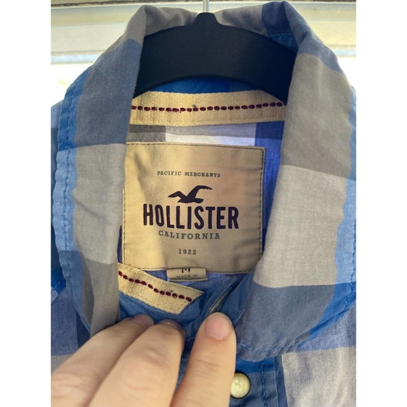 Hollister blue-white plaid long sleeve down shirt - size‎ M - Picture 3 of 4